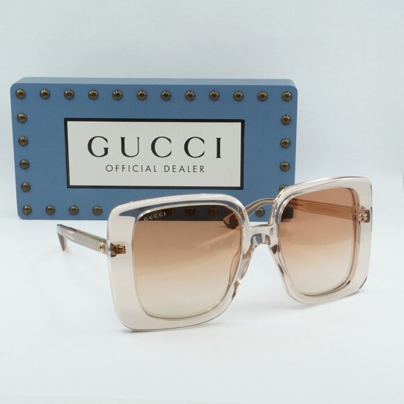Gucci GG1314S 005 Square Sunglasses - Transparent Sand/Brown - Picture 4 of 9